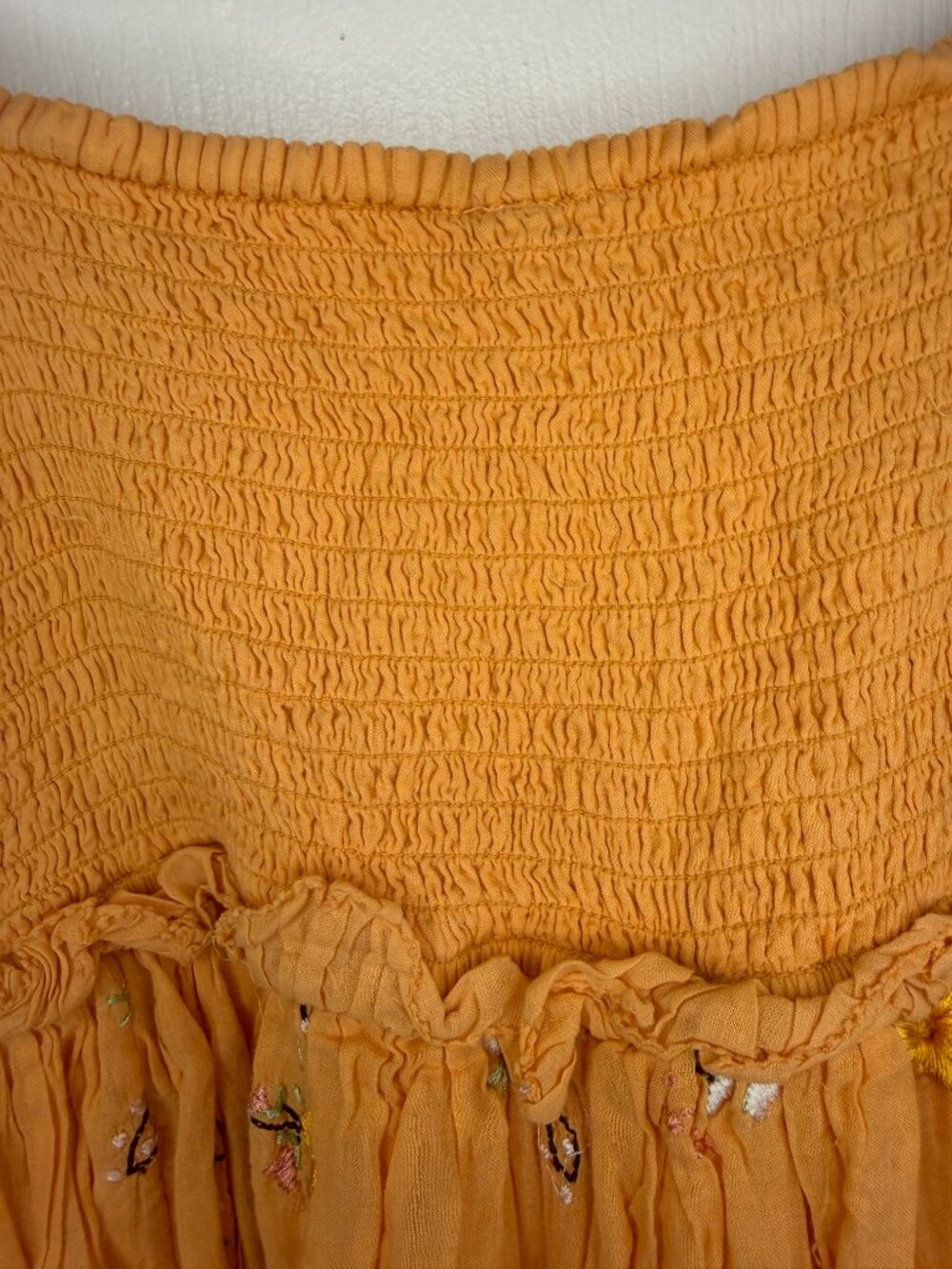 Free People Alana Babydoll Dress- Mini- Yellow/Orange-Embroidered-M-MSRP  $128 - Picture 13 of 16